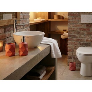 Set accesorii baie, rosu, polirasina, Crackle