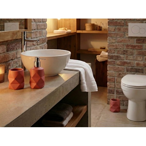 Set accesorii baie, rosu, polirasina, Crackle