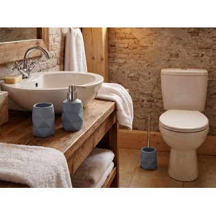 Set accesorii baie, gri albastrui, polirasina, Crackle