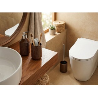Set accesorii baie, maro inchis, ceramica, Bow