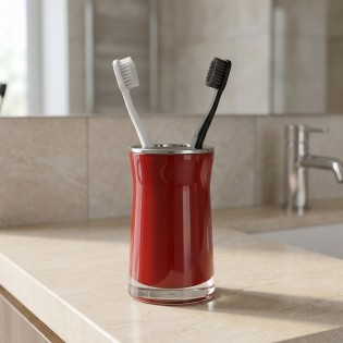 Suport pentru periute dinti, rosu lucios, plastic acrilic, Disco