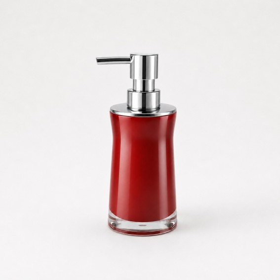 Dozator sapun lichid, Ridder, rosu lucios, plastic acrilic, capacitate 210ml, Disco