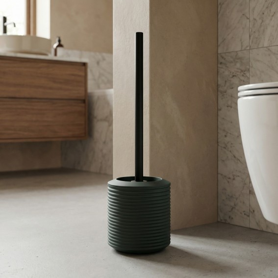 Perie WC, verde inchis si negru, cauciuc, Tara Rubber