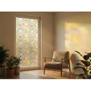 Folie geam autoadeziva, vitraliu, efect geam sablat, model geometric, multicolor/semitransparent, 67.5cmx15m, Gekkofix, Nimes