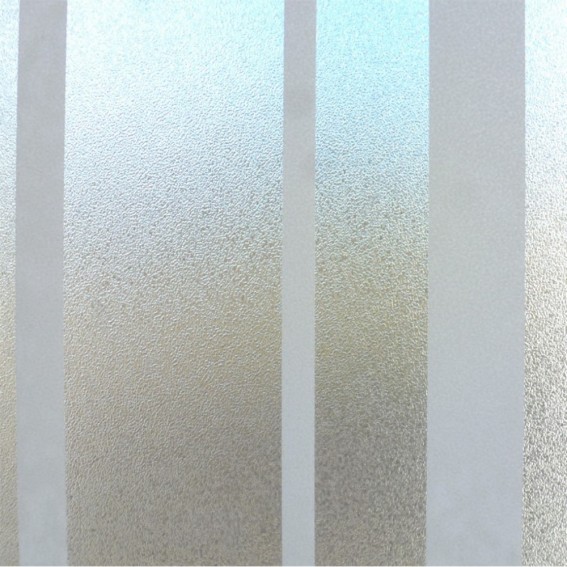 Folie geam, fara adeziv, efect geam sablat, model jaluzele, semitransparent/alb, 45cmx1.5m, Vénilia, Stripes