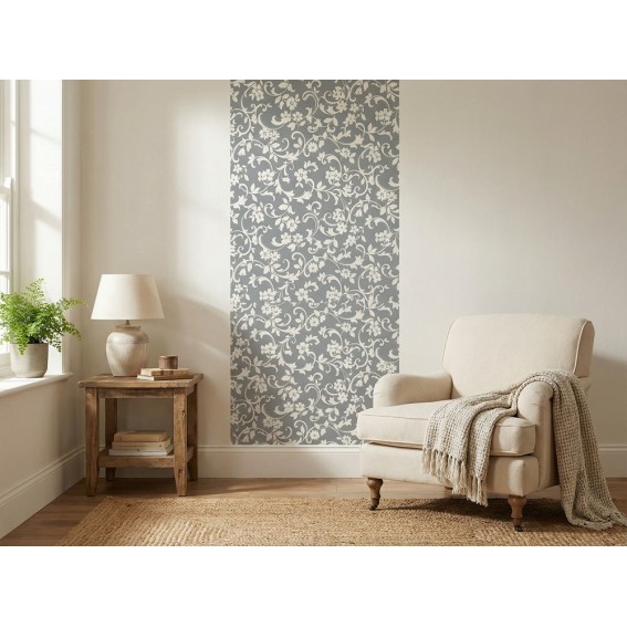 Autocolant perete, tapet floral, gri, 45cmx15m, Vénilia