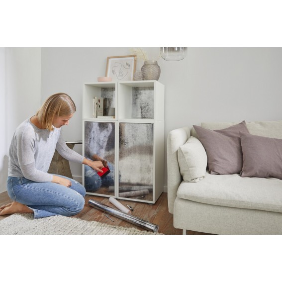 Autocolant mobila, gri metalic, model oglinda vintage, 67.5cmx1.5m, d-c-fix, Vintage Mirror