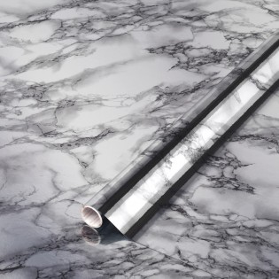 Autocolant mobila, gri, model marmura cu reflexii metalice, 67.5cmx1.5m, d-c-fix, Metallic Marble