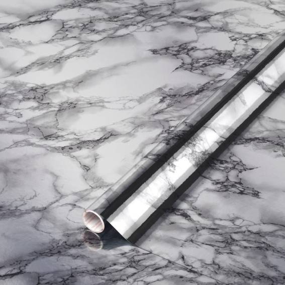 Autocolant mobila, gri, model marmura cu reflexii metalice, 67.5cmx1.5m, d-c-fix, Metallic Marble
