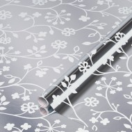 Autocolant mobila, gri, efect oglinda, model floral alb, 67.5cmx1.5m, d-c-fix, Flower Tendrill