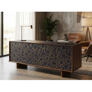 Autocolant decorativ, model cercuri, gri antracit/auriu, 45cmx15m, Vénilia