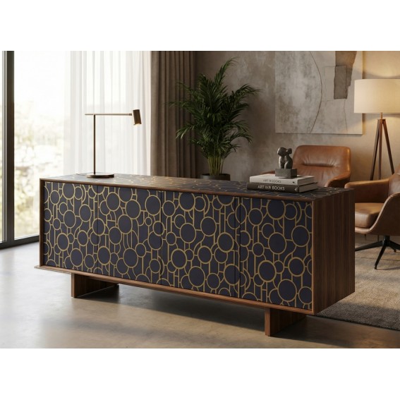 Autocolant decorativ, model cercuri, gri antracit/auriu, 45cmx15m, Vénilia