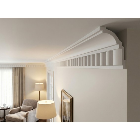 Bagheta polistiren decorativa, alba, 200x10x10cm, bax 20 bucati, 40 ml/bax, DP114, Decosa