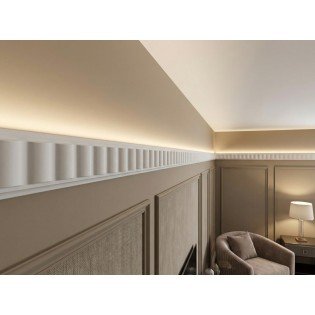 Bagheta polistiren decorativa, alba, 200x8x2cm, bax 35 bucati, 70 ml/bax, BR-03, Decosa