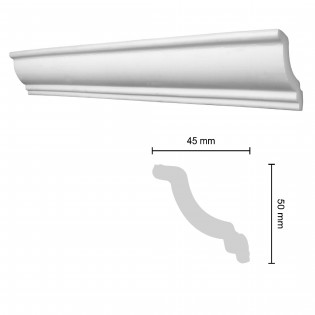 Bagheta polistiren decorativa, alba, 200x4.5x5cm, bax 60 bucati, 120 ml/bax, ST50, Decosa