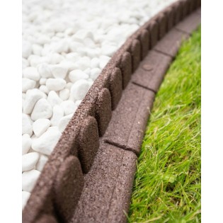 Bordura dreapta, 120x8x7.6 cm, 4 prinderi, maro, cauciuc reciclat, Mowing