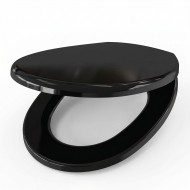 Capac WC cu inchidere lenta si sistem easy clean, negru, duroplast, Ronda