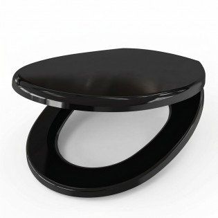 Capac WC cu inchidere lenta si sistem easy clean, negru, duroplast, Ronda