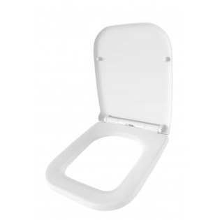 Capac WC cu inchidere lenta si sistem easy clean, alb, polipropilena, Kadiks