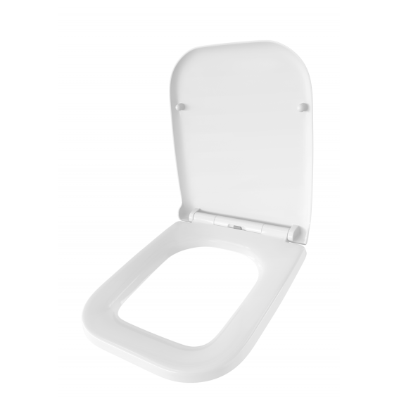 Capac WC cu inchidere lenta si sistem easy clean, alb, polipropilena, Kadiks