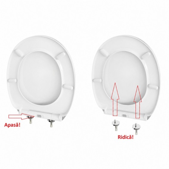 Capac WC cu inchidere lenta si sistem easy clean, alb, polipropilena, Asturia