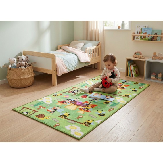 Covoras multicolor, 67x120cm, albinute, pentru camera copii, dreptunghiular, nylon, Davo Pro