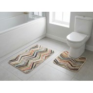 Set 2 covorase baie model linii, Davo Pro, multicolor, poliamida, 50x80 cm + 50x50 cm