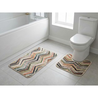 Set 2 covorase baie model linii, Davo Pro, multicolor, poliamida, 50x80 cm + 50x50 cm