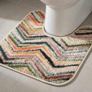 Set 2 covorase baie model linii, Davo Pro, multicolor, poliamida, 50x80 cm + 50x50 cm
