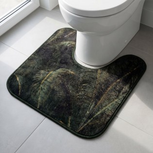 Set 2 covorase baie model frunze, Davo Pro, verde/ negru, poliamida, 50x80 cm + 50x50 cm