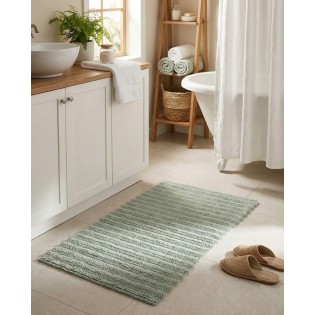 Covoras baie, doua fete, 60x100cm, verde salvie, bumbac reciclat, Yara