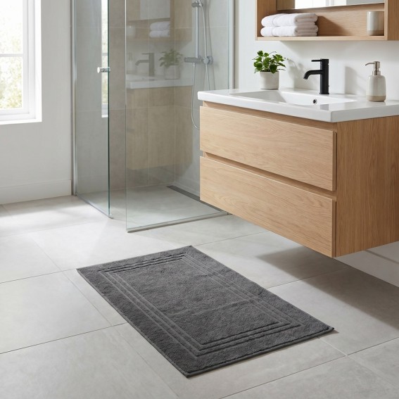 Covoras baie, tip prosop, 50x80cm, gri antracit, bumbac, Lodge