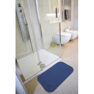 Covoras de baie din microfibra, albastru, 50x80cm, ultra absorbant, anti-alunecare, Merlino