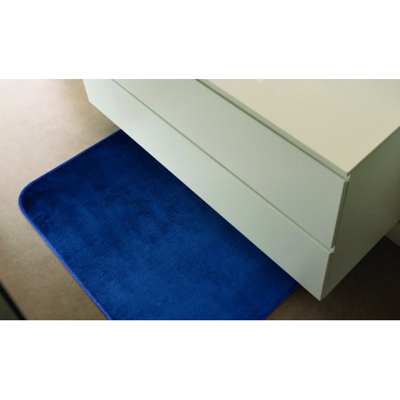 Covoras de baie din microfibra, albastru, 50x80cm, ultra absorbant, anti-alunecare, Merlino