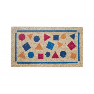 Covoras intrare dreptunghiular, fibra naturala cocos, 40x70cm, antiderapant model forme geometrice, Cocco Stamp