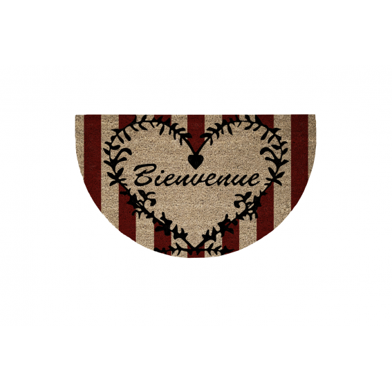 Covoras intrare semicerc, fibra naturala cocos, 40x70cm, antiderapant, model bienvenue, Cocco Stamp