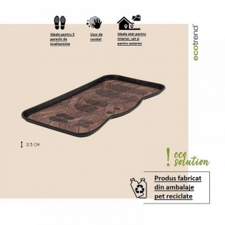 Tavita incaltaminte pentru 3 perechi, 38x75cm, maro/negru, model Urme Pasi, polipropilena reciclata