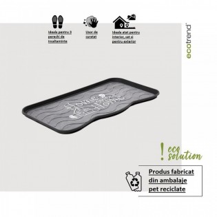 Tavita incaltaminte pentru 3 perechi, 38x75cm, gri/negru, model Sweet Home, polipropilena reciclata