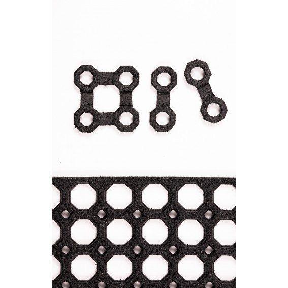 Set 2 conectori pentru covoras intrare antiderapant, model fagure, negru, cauciuc reciclat, Honeycomb