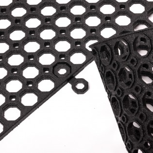 Set 2 conectori pentru covoras intrare antiderapant, model fagure, negru, cauciuc reciclat, Honeycomb
