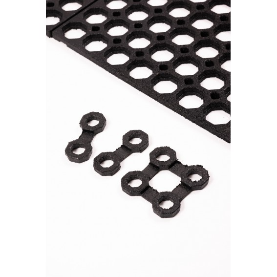 Set 2 conectori pentru covoras intrare antiderapant, model fagure, negru, cauciuc reciclat, Honeycomb