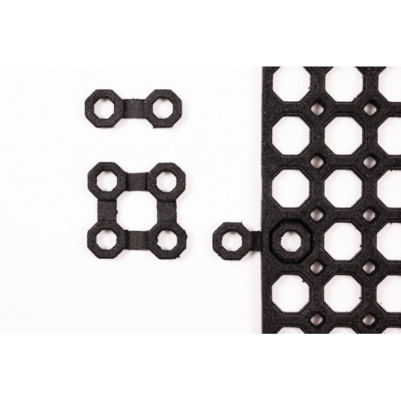 Set 2 conectori pentru covoras intrare antiderapant, model fagure, negru, cauciuc reciclat, Honeycomb