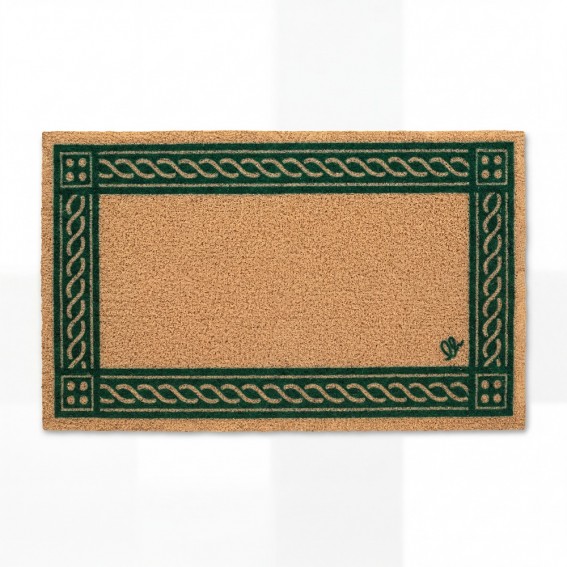 Covor intrare antiderapant, model ornamental clasic, verde, poliester si cauciuc termoplastic, 40x65cm, Eco Cocco Classico