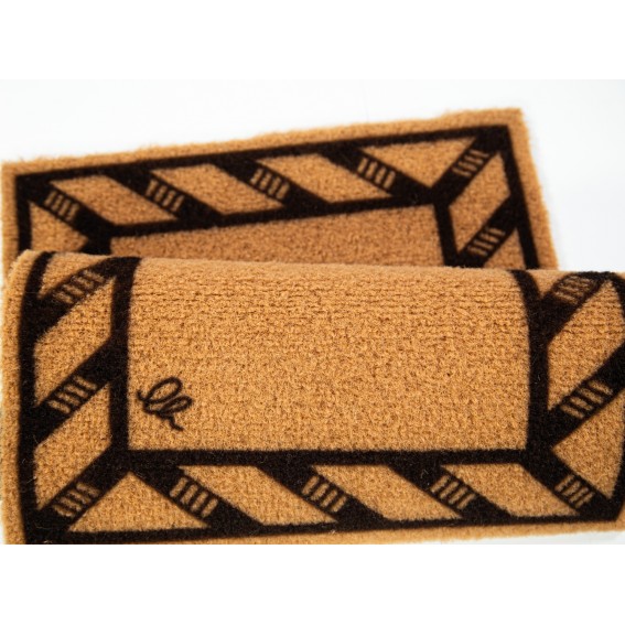Covor intrare antiderapant, model impletit, maro, poliester si cauciuc termoplastic, 40x65cm, Eco Cocco Classico