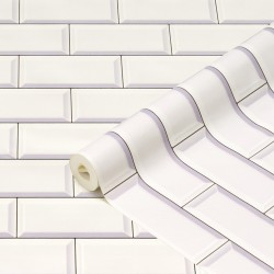 Tapet ceramic d-c-Fix Subway Tile, imitatie caramizi, 3D, alb, 67.5cmx4m