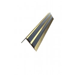 Profil aluminiu tip coltar treapta Ersin 2150, auriu, antiderapant cu banda dubla de cauciuc, 30x38.5mmx100cm, cod 42115