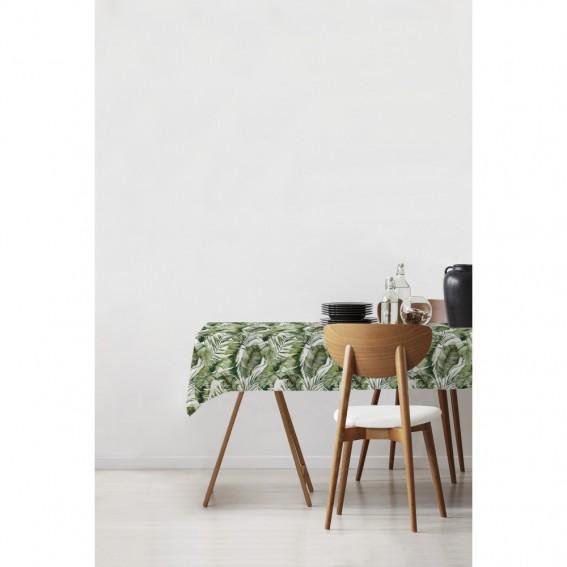 Fata de masa din material textil, imitatie frunze verzi, 50% bumbac 50% poliester, 140x180 cm, Davo Pro Drill Monstera Clasic