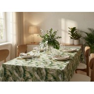 Fata de masa material textil, frunze verzi, 50% bumbac 50% poliester, 140x180 cm, Davo Pro Drill Monstera Clasic