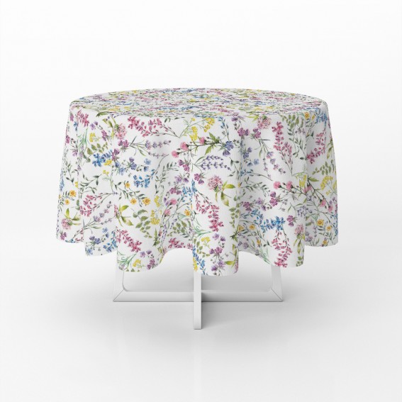Fata de masa musama rotunda, model floral, 160cm, multicolor, PVC, Dolce Vita