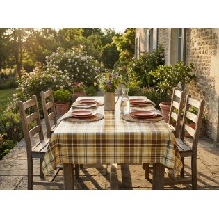 Fata masa musama, 120cmx160cm, carouri, galben/maro, PVC, Gemitex